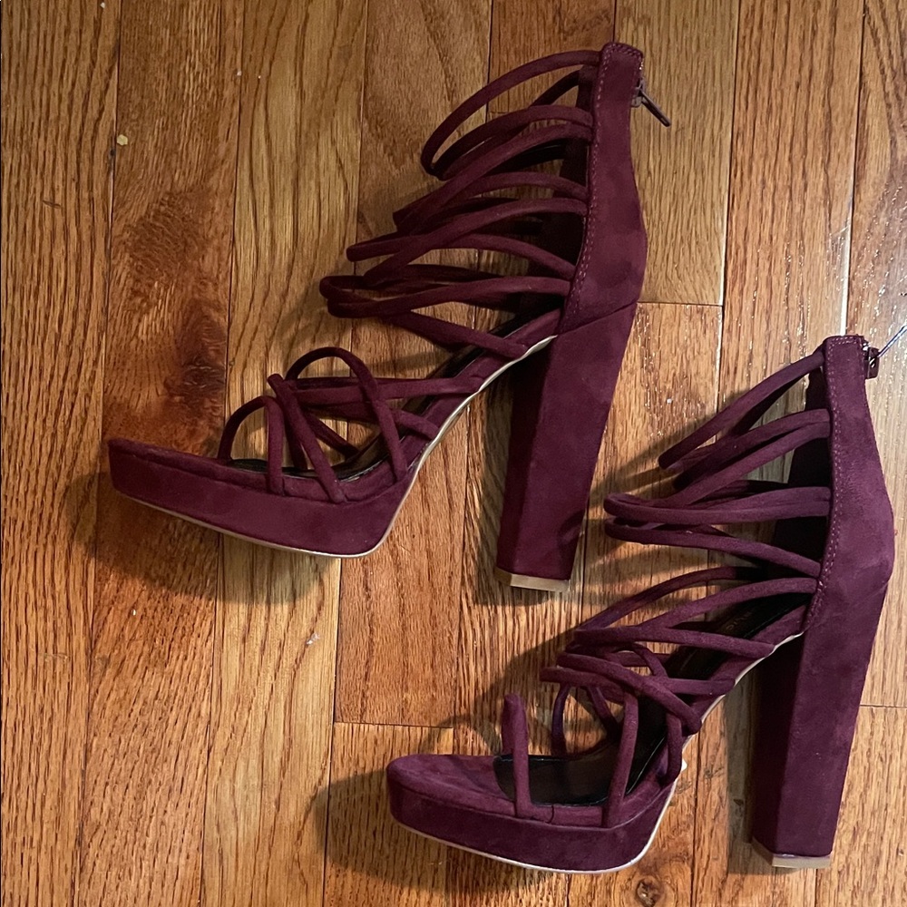 Shoe Republic LA Burgundy Strappy Heels